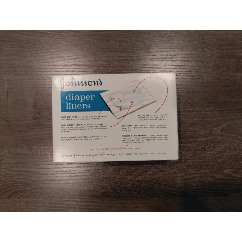 Vintage‎ 70s Johnson's Diaper Liners 60 Count Box Sealed Discontinued Deadstock